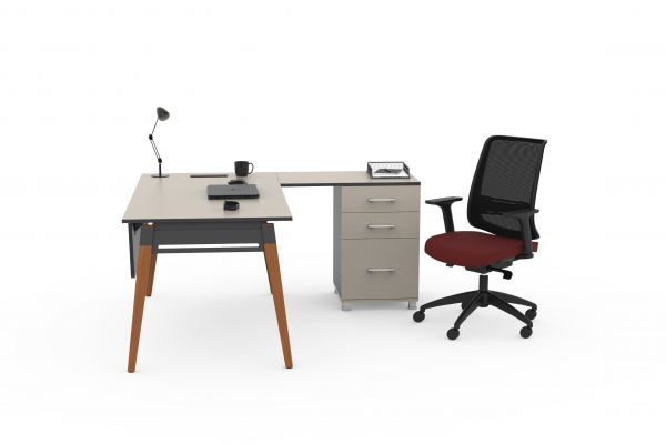 Pivot Plus Desk Set With Supporting Pedestal
